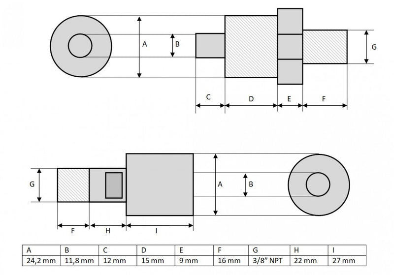 Cilindro de simple efecto con contratuerca (10 toneladas - 2") (YG-1050LS)