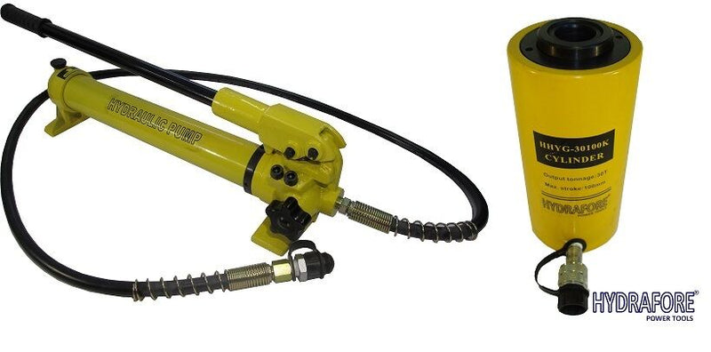 Hydraulic Hand Pump with Single-acting Hollow Ram Cylinder (30tons 4") (B-700+YG-30100K)
