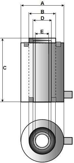 Cilindro de ariete hueco de acción simple (30 toneladas - 4") (YG-30100K)